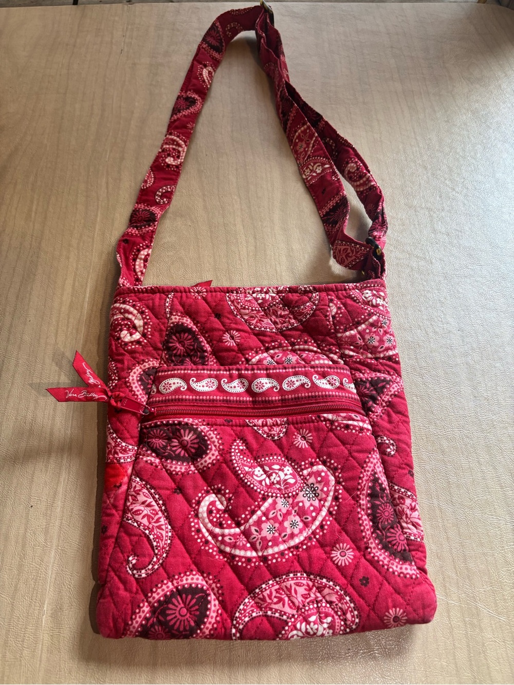 Vera Bradley Red Quilted Paisley Crossbody Bag